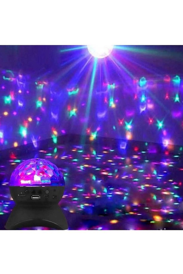 Mini Şarjlı Hoparlör Rgb Led Disko Ses Topu Projeksiyon Yıldızlı Masa Ve Gece Lambası - 4