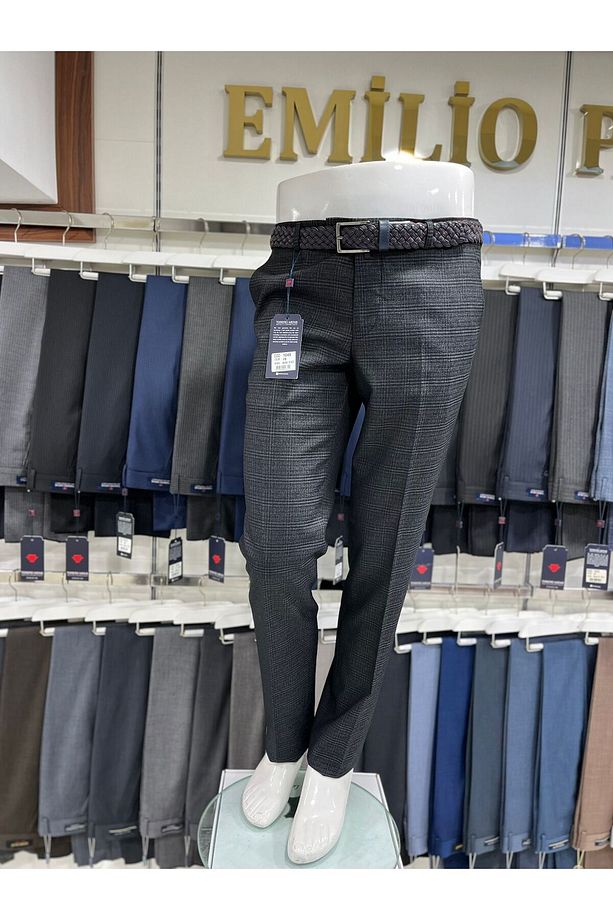 KARELİ EN BOY LİKRALI KUMAŞ PANTOLON REGULAR FIT - 2