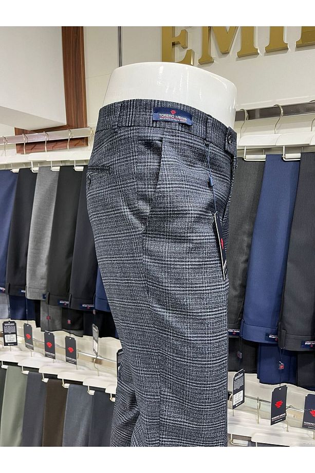 KARELİ EN BOY LİKRALI KUMAŞ PANTOLON REGULAR FIT - 1