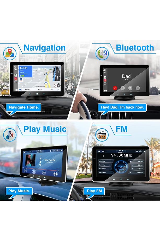 Kablosuz Taşınabilir Carplay ve Android Auto Ekranı - Bluetooth, GPS Navigasyonuyumlu - 5