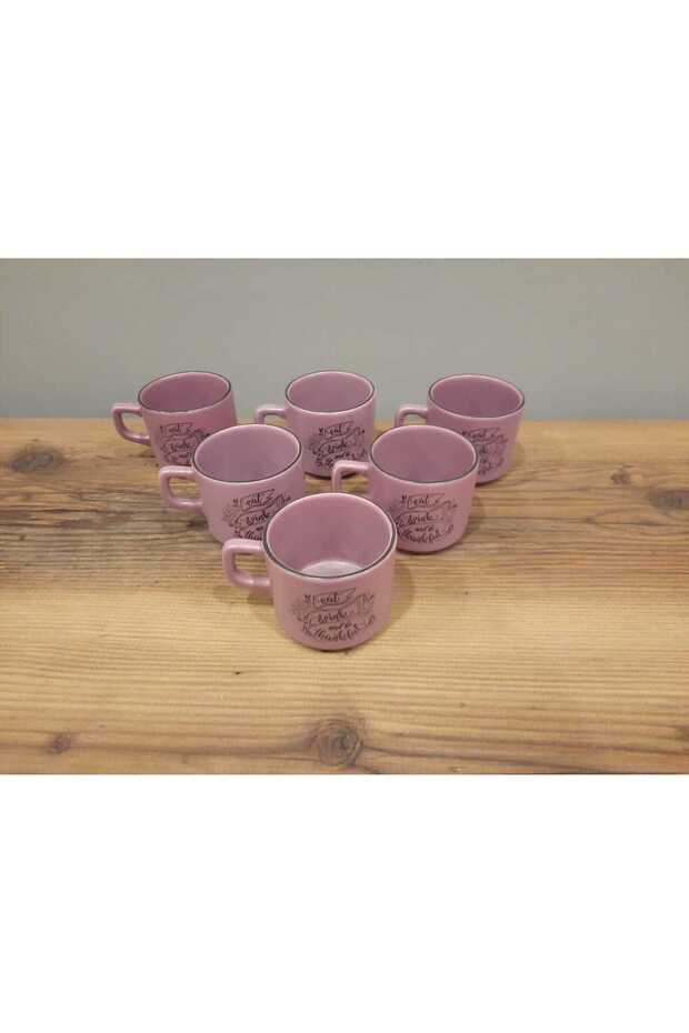 Kerami?ka Çay Fi?ncani Mottolu 6 Adet Stackable