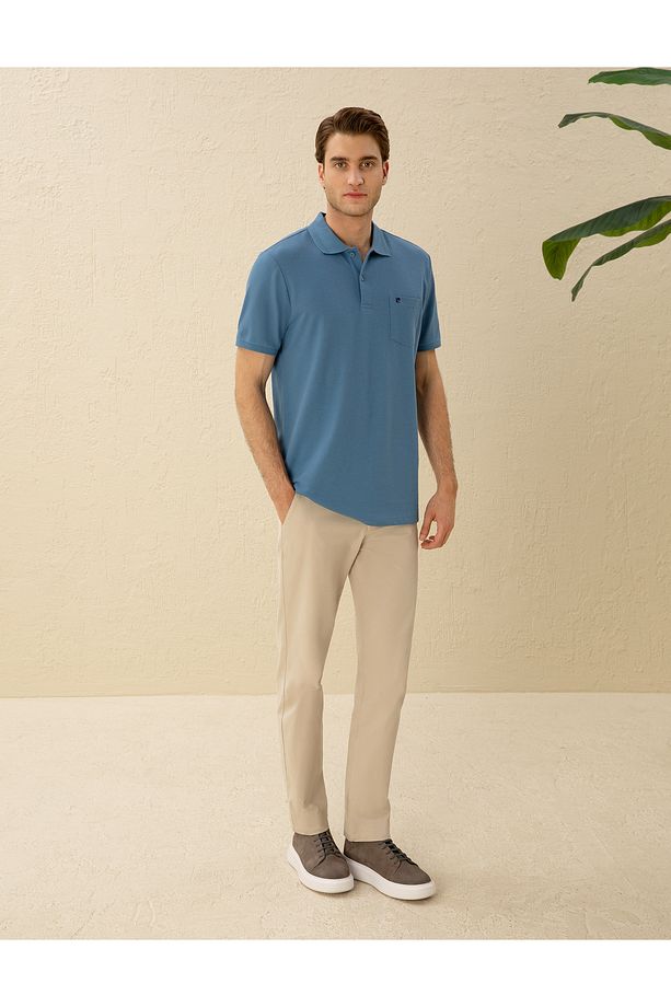 Koyu Mavi Regular Fit Basic Tişört 50291576-vr032 - 4