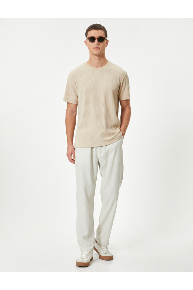 Linen Summer Trousers - Chino, with Waist Laces and Pockets