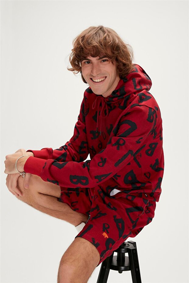 Bling Hoodie Maroon Claret Red Hooded Men's Sweatshirt