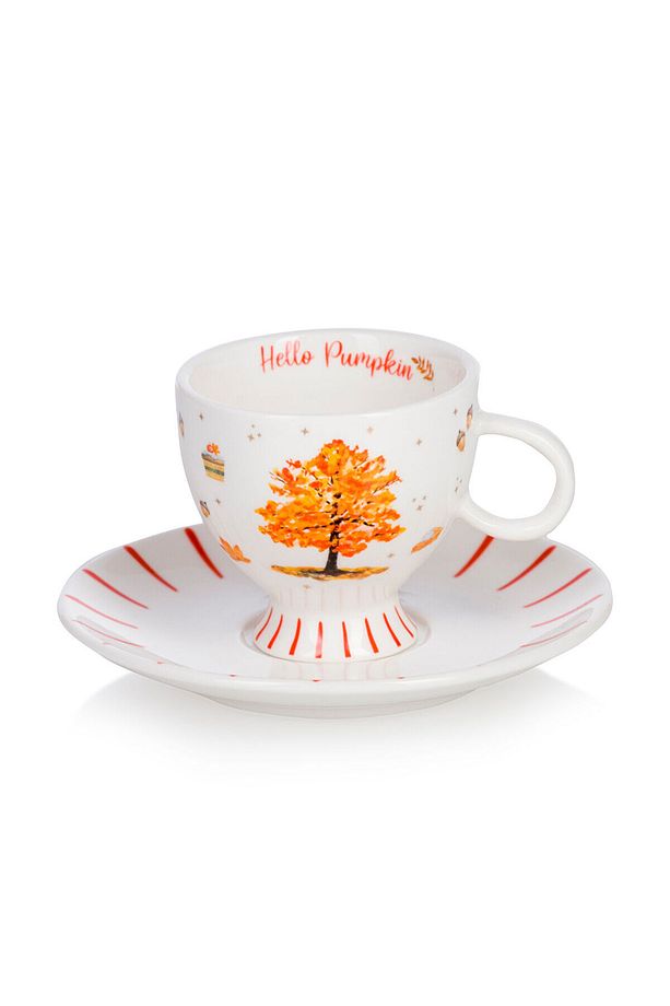 LCW HOME Ekru Sonbahar Temalı 2 Kişilik Porselen Kahve Fincan Takımı 90 Ml - 4