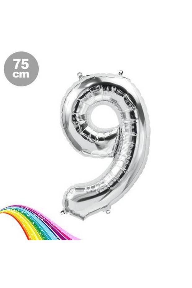 9 بالونات فويل فضية (75 سم)