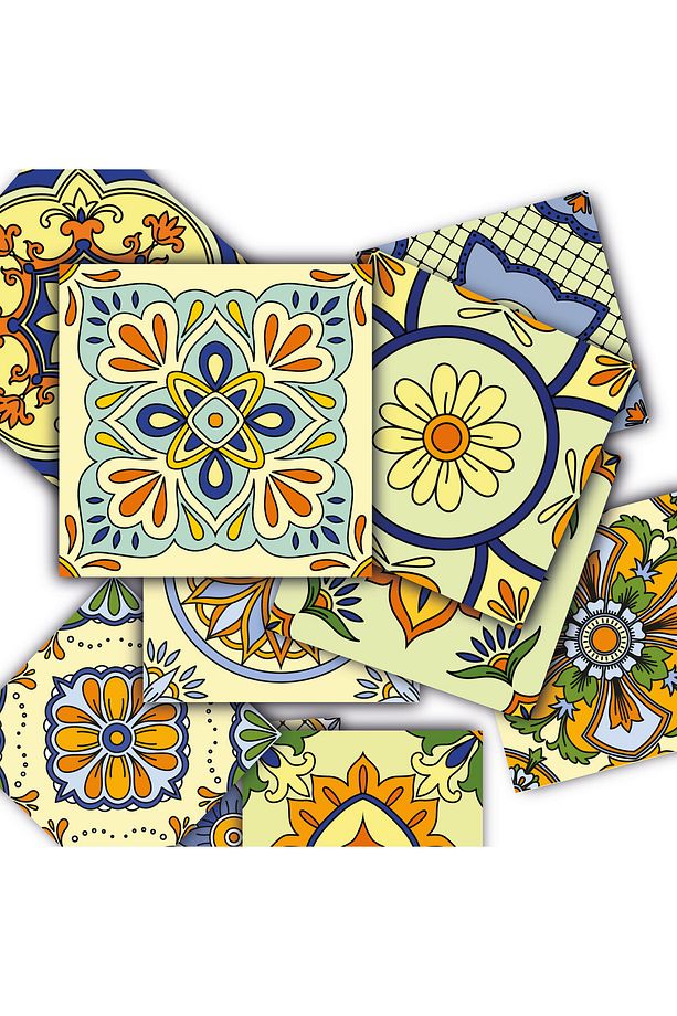 Kendinden Yapışkanlı Sarı Tile Desenli Pvc Karo 15x15 Cm 10'lu Paket - 1