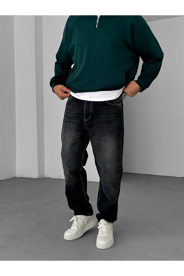 Antrasit Dikişli Yıkamalı Baggy Jean KE-630 - 4
