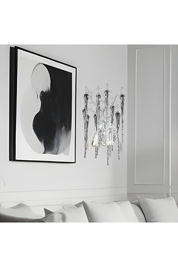 Laura Chrome Crystal Stone Modern Design Water Drop Stone Wall Lamp Living Room Sconce