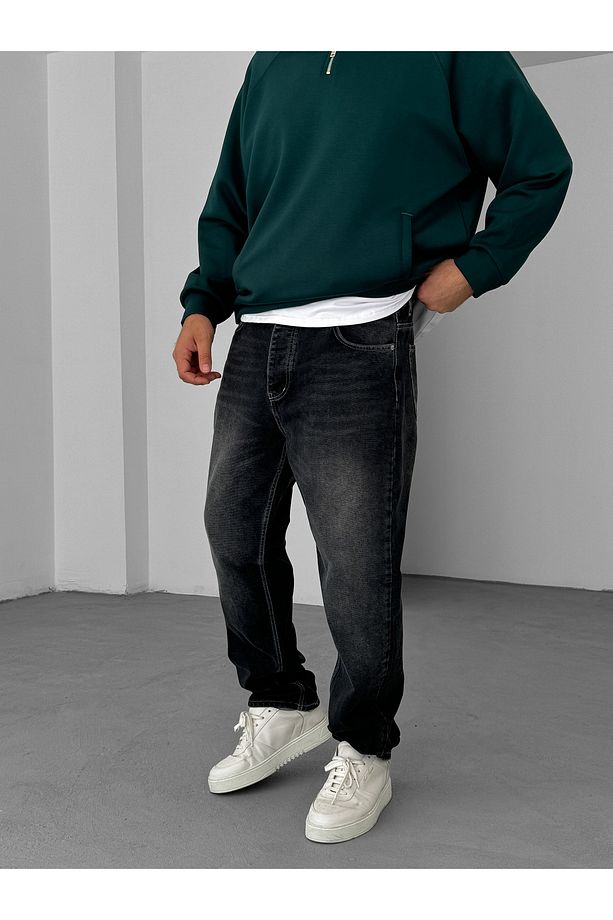 Antrasit Dikişli Yıkamalı Baggy Jean KE-630 - 3