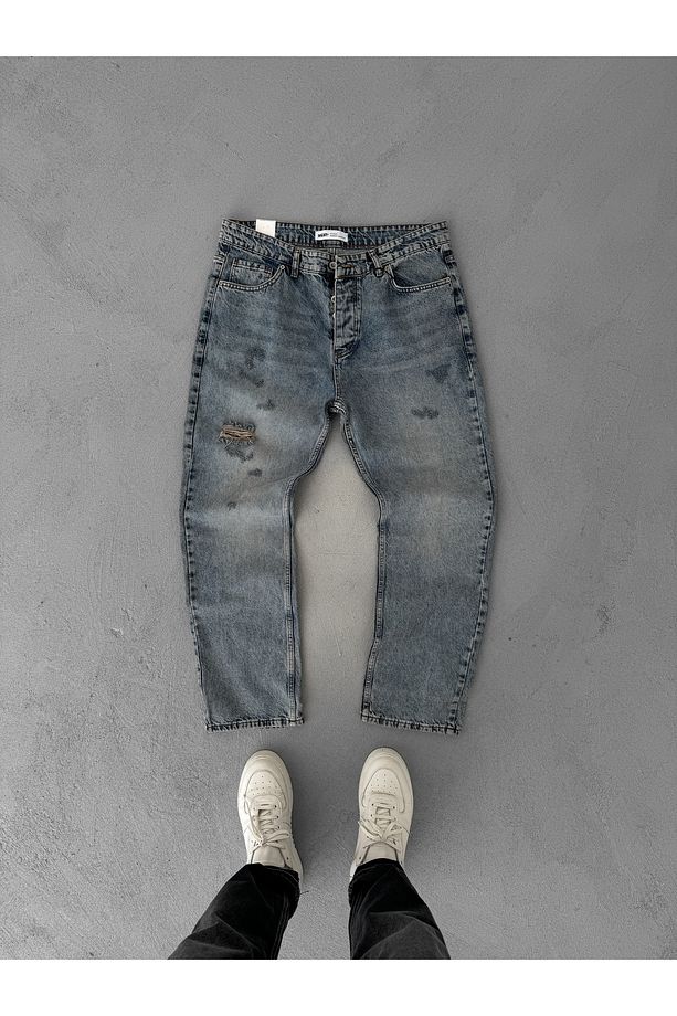 Açık Mavi Tek Yırtıklı Baggy Jean KE-609 - 7