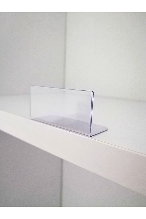 10 Adet Pvc Etiketlik Raf Önü Dik Yapışkanlı 5x2 Cm Vitrin Etiketliği Siperlikli Etiketlik Isimlik - 3