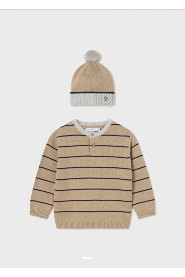 Baby Hat Striped Sweater Sand 2312
