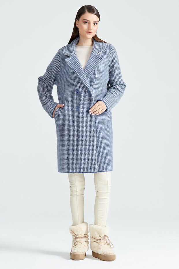 Indigo Mink Coat - Houndstooth Pattern