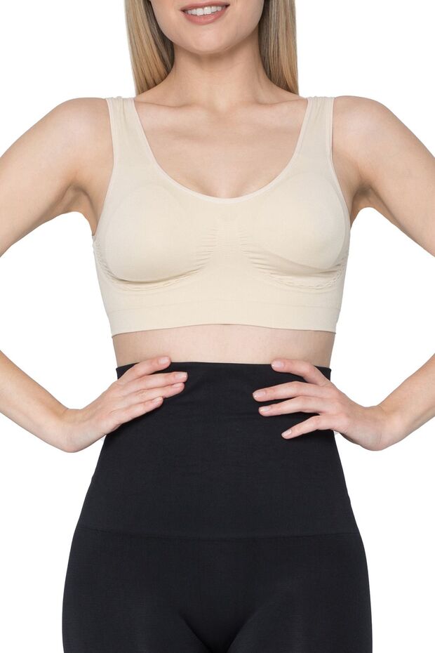 Bustier Corset with Gathering Pads, Breast Support, Firming and Thick Straps (Skin) — Nessa