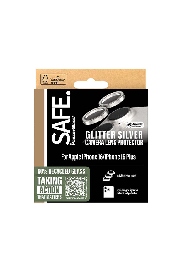 آمن. بواسطة بانزر جلاس آيفون 16 |   واقي كاميرا فضي متوافق مع 16 بلس - 3