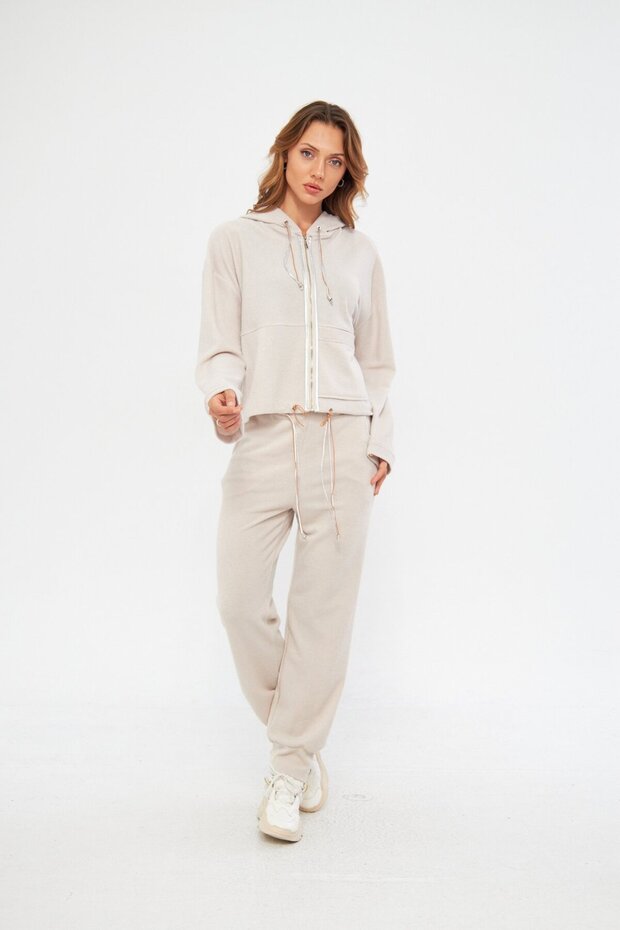 KAPÜŞONLU BEJ BLUZ - 1