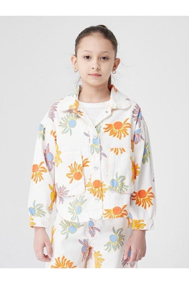 Flower Patterned Jacket for Girls - 1