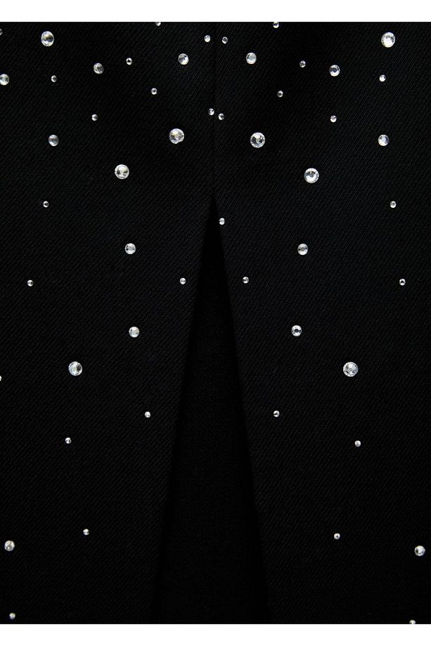 Strass taşlı midi etek - 5