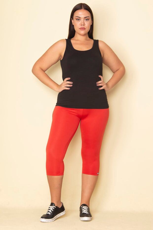 Women's Plus Size Red Side Stripe Lycra Jersey Leggings Trousers 65n28657