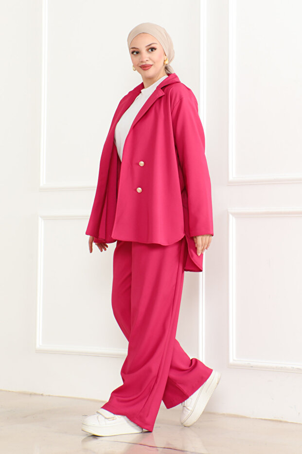 Large Size Jacket and Pant 2-Piece Set - 2