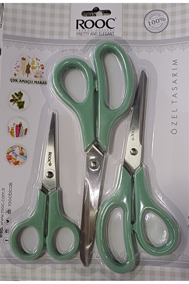 3-Piece Green Handle Scissors Set - Multi-Purpose - 1