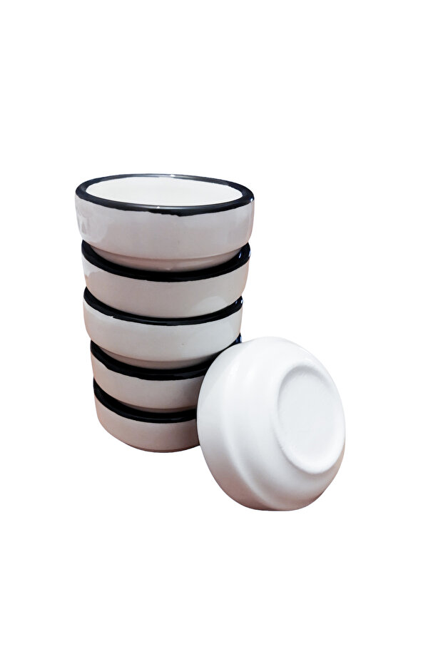 Ceramic Joker Bowl Coffee Cup with Turkish Delight Holder Mini 6 Pieces Black