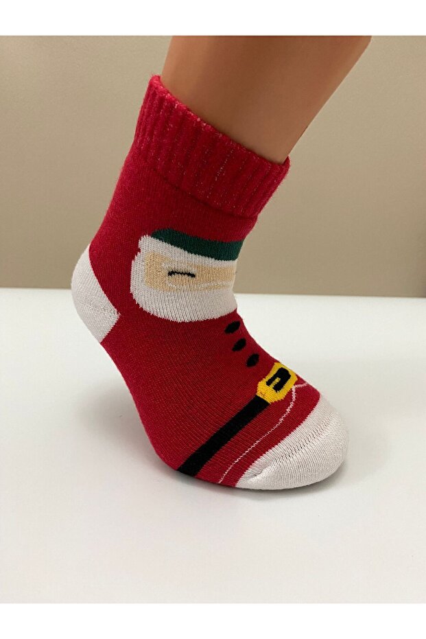 YILBAŞI DESENLİ HAVLU 8 ÇİFT ÇOCUK ÇORAP - 8