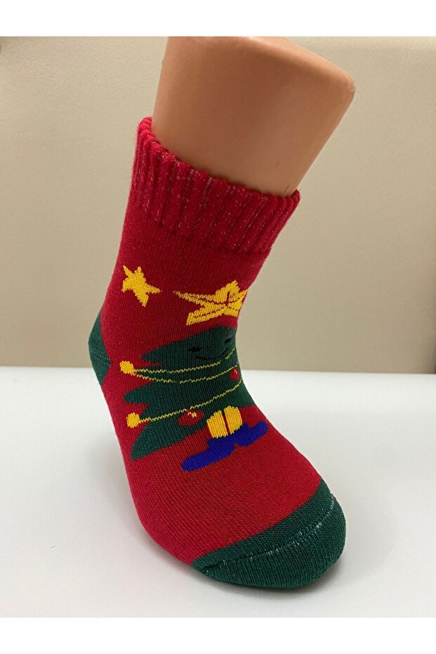 YILBAŞI DESENLİ HAVLU 8 ÇİFT ÇOCUK ÇORAP - 5