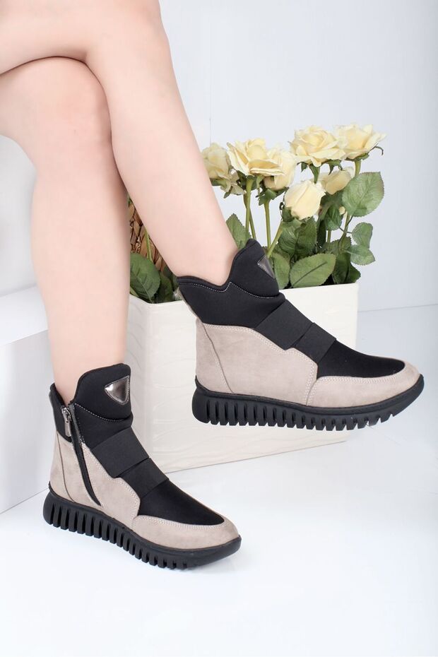 Eylülden Moda Shoes Mink Suede Zippered Stretch Boots