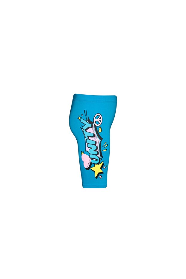 Dark Turquoise Unity Printed Girls' Cycling Shorts