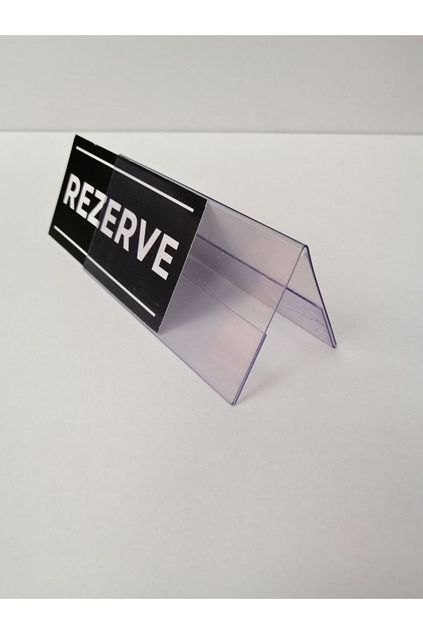 5 Adet Rezerve Yazısı PVC Çift Yön Bilgilendirme Masaüstü Rezerve Aparatı Masa REZERVE Siyah - 4