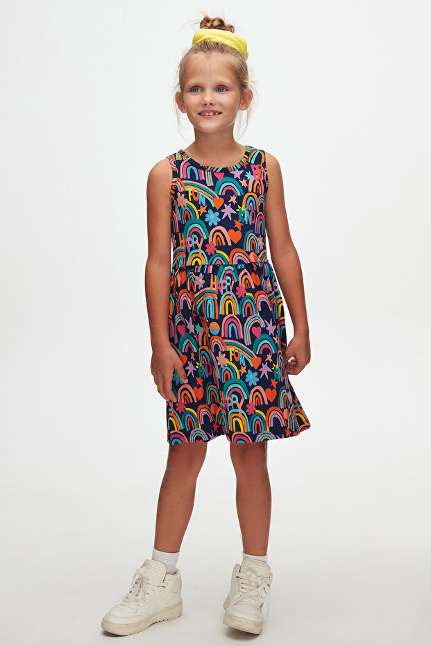 Brave & Happy Girl Child Patterned Sleeveless Dress