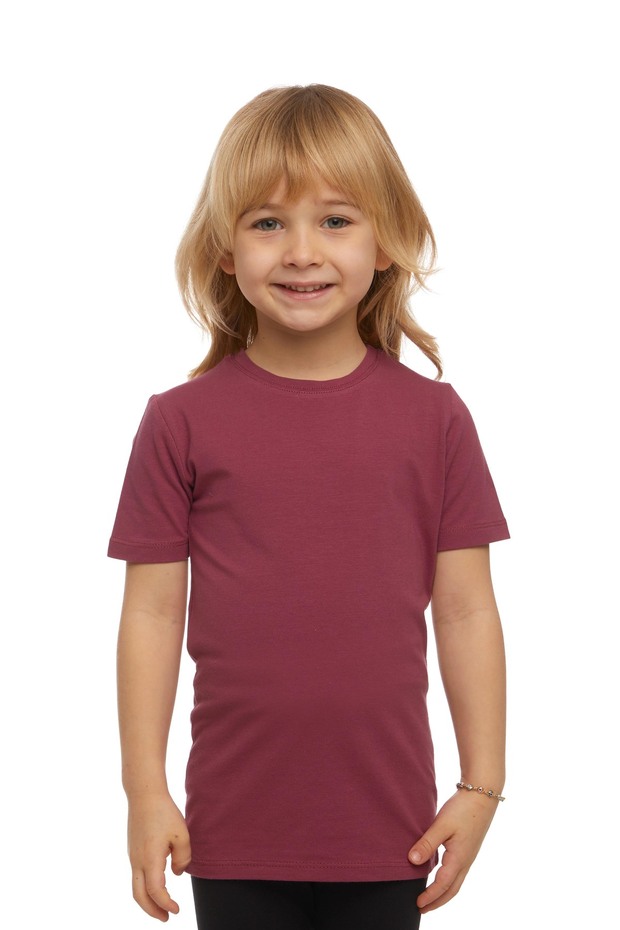 تي شيرت بأكمام قصيرة وياقة دائرية للأطفال من الجنسين من Light Plum Basic