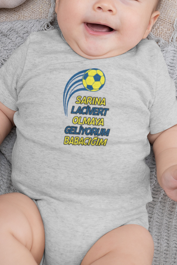 Organic 100% cotton baby bodysuit with fan print and lettering, snap-closure romper - 5732-g