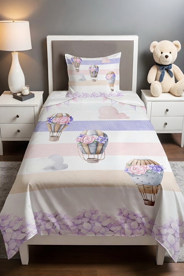 Floral Flying Balloon Patterned Pique Set