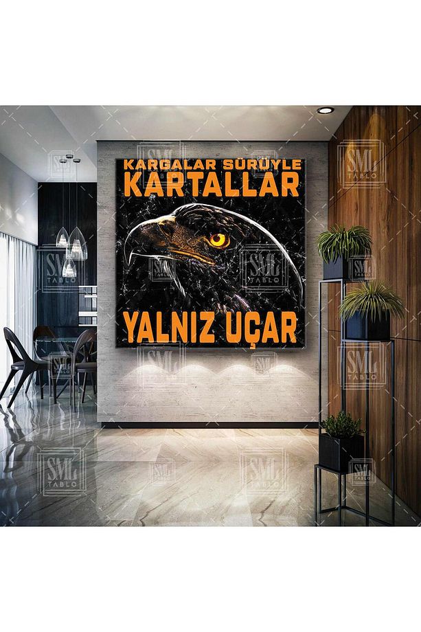 Kargalar Sürüyle Kartallar Yalnız Uçar Eagle Beşiktaş Kare Kanvas Tablo - 1