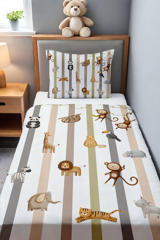 مجموعة بيكيه منقوشة بخطوط وحيوانات - 2