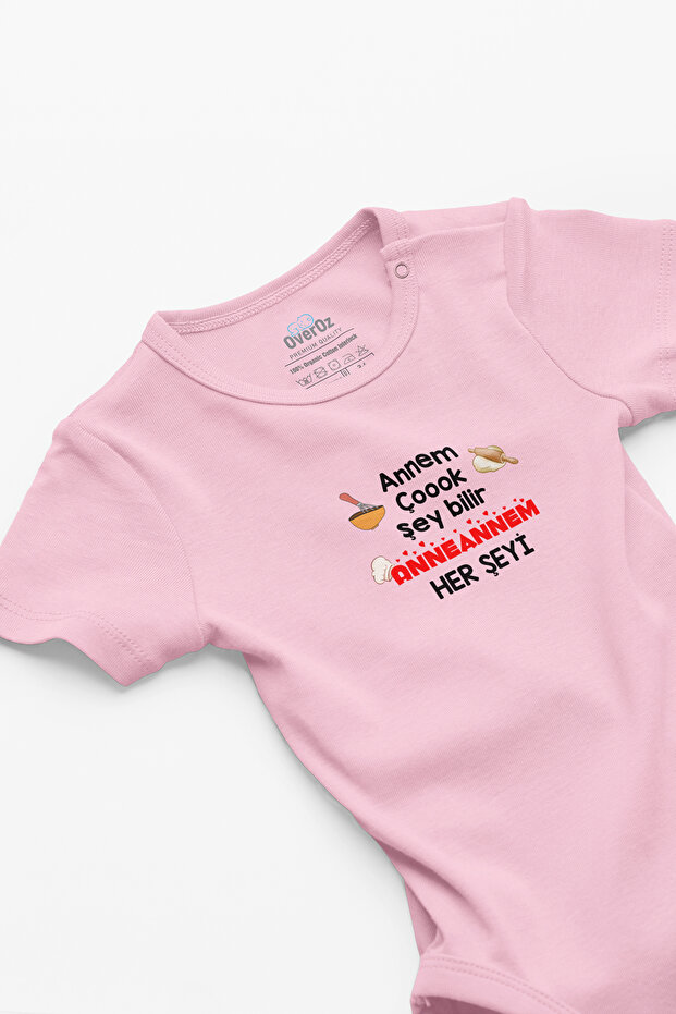 Organic 100% Cotton Mom Knows Too Much Grandma Everything Baby Bodysuit Short Sleeve Bodysuit 5236-P