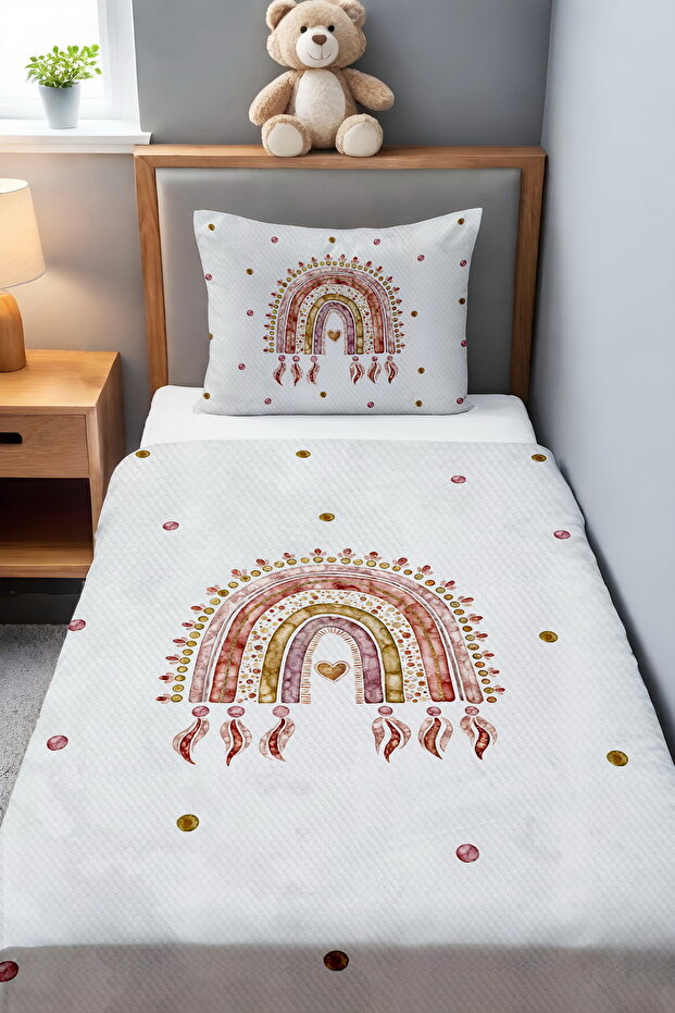 مجموعة بيكيه منقوشة بألوان قوس قزح باللون الأصفر - 2