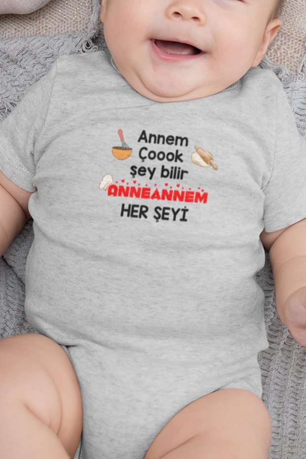 Organic 100% Cotton Mom Knows Too Much Grandma Knows Everything Baby Bodysuit Short Sleeve Bodysuit 5236-g