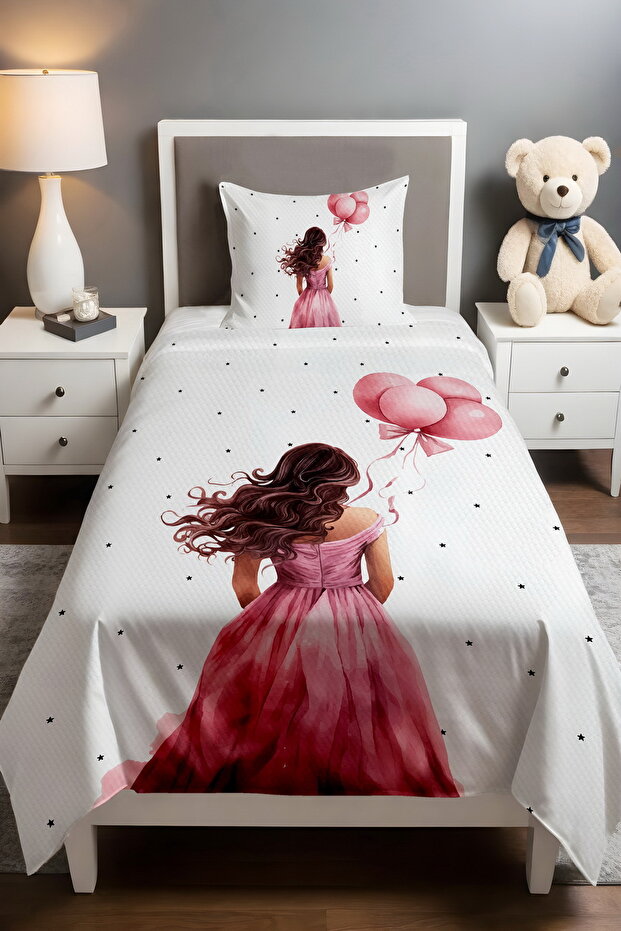 Princess Patterned Pique Set with Flying Hair