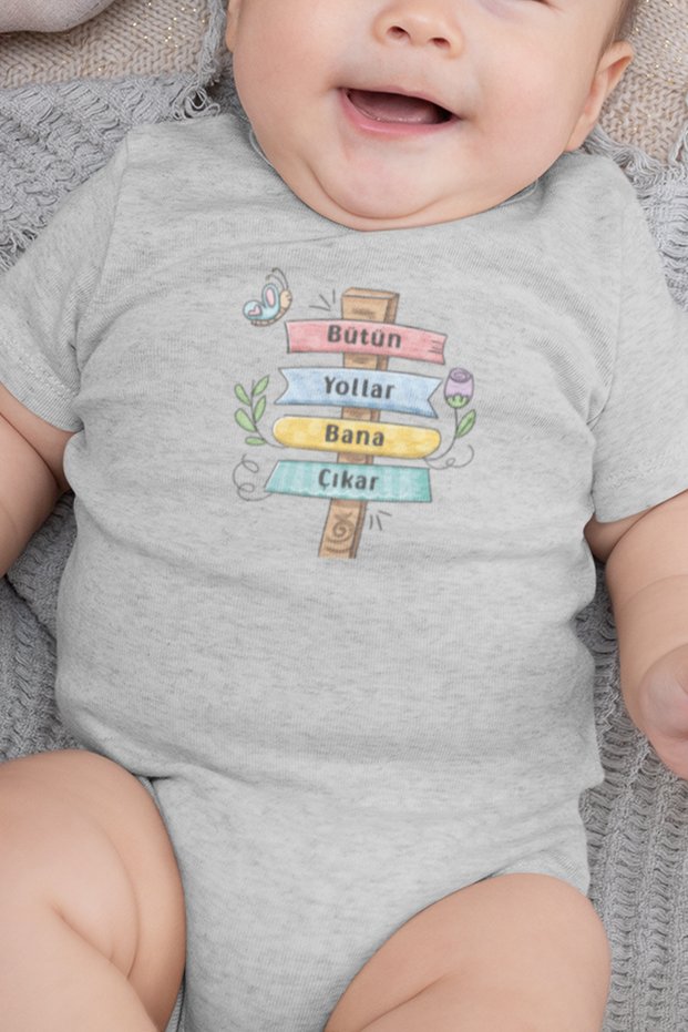 Organic 100% Cotton All Ways Take Me Out Baby Bodysuit Gray Snap Fastener Bodysuit 5853-g