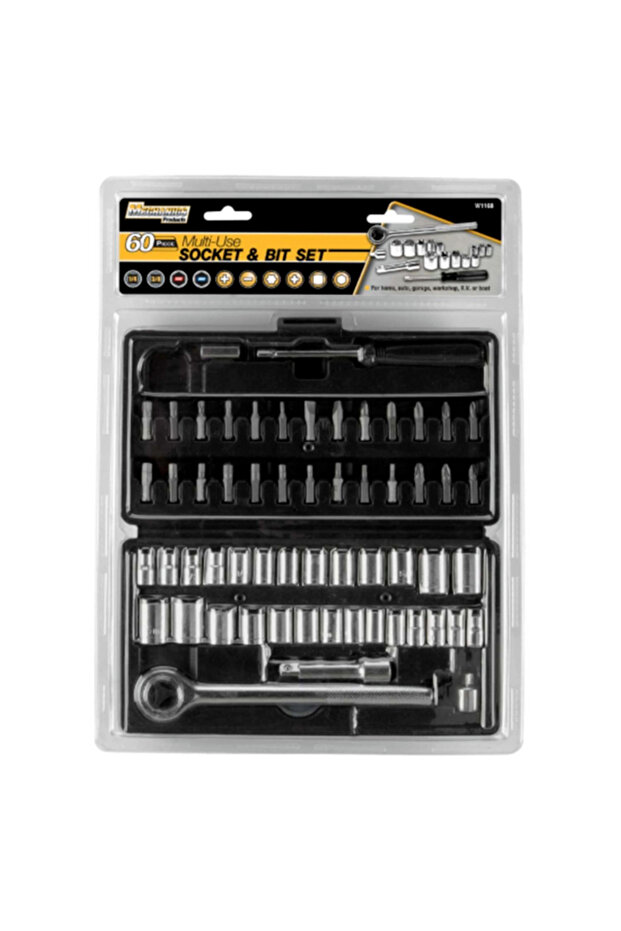 طقم مقابس وبتات متينة مقاومة للصدأ مكون من 60 قطعة W1168 - 2