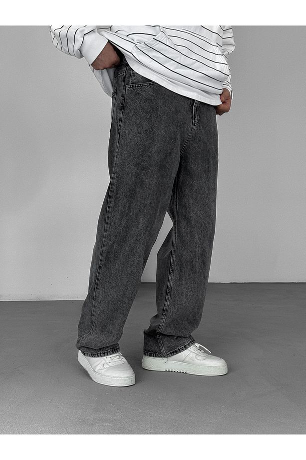 Antrasit Yıkamalı Baggy Jean KE-602 - 2