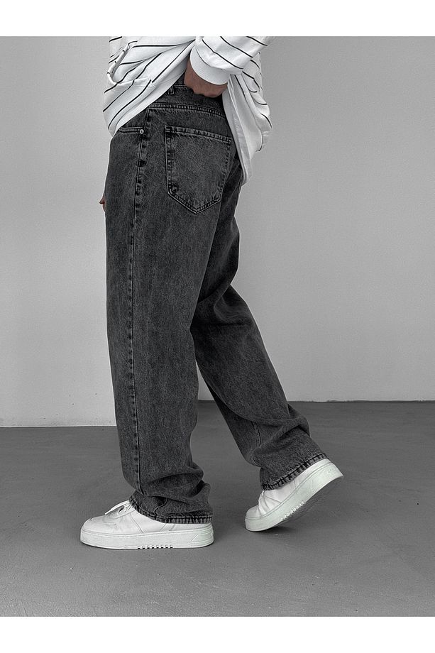 Antrasit Yıkamalı Baggy Jean KE-602 - 5