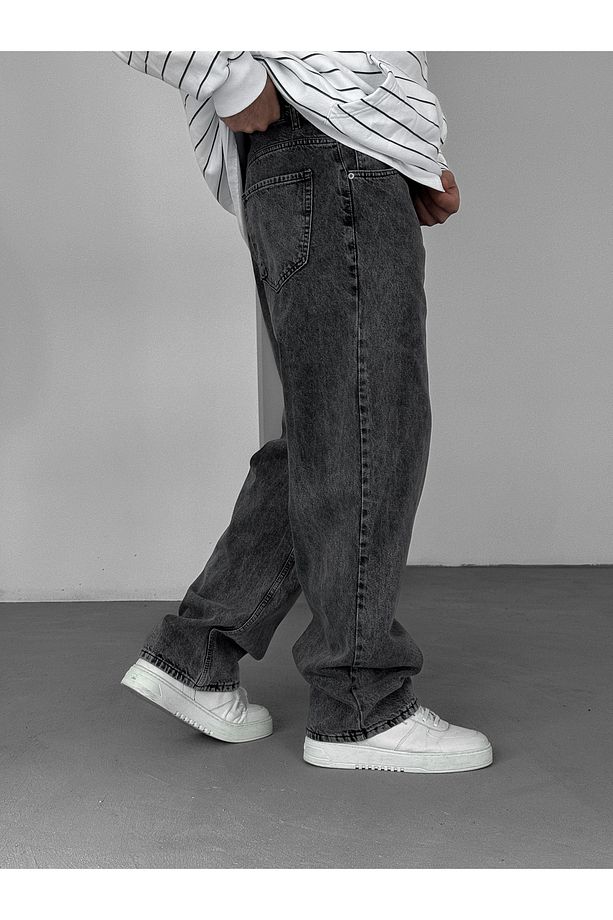 Antrasit Yıkamalı Baggy Jean KE-602 - 3