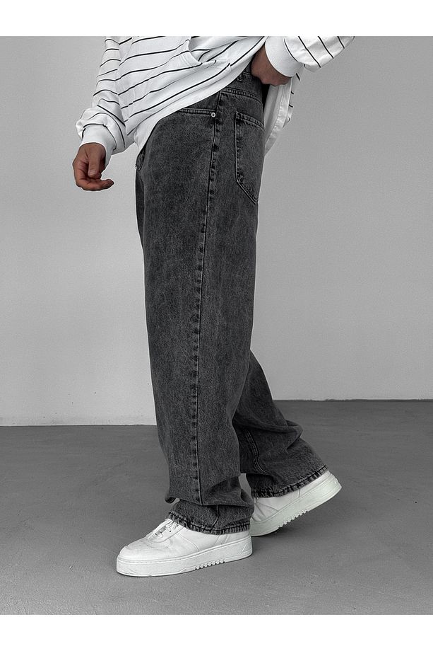Antrasit Yıkamalı Baggy Jean KE-602 - 4