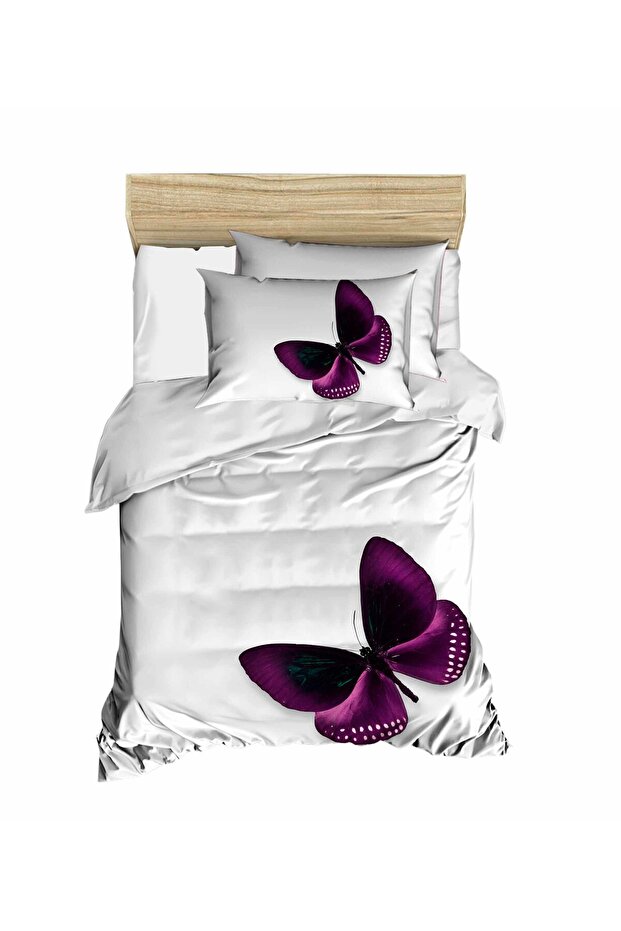 Purple Butterfly Single Young Duvet Cover Set