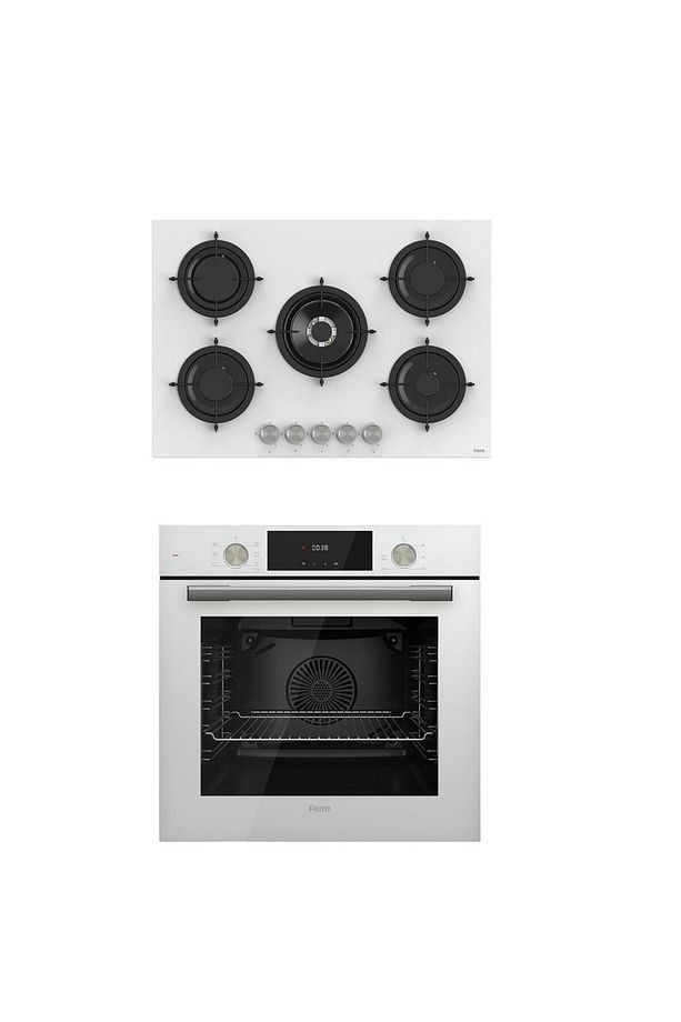 2'li Beyaz Cam Ankastre Set Flowart Qms63cb Turbolu - Rs036 Woklu 75cm ocak - 1